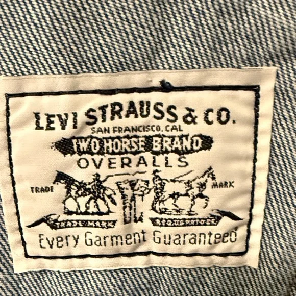Levi's Blue Denim Overalls vintage style Sz L - Picture 2 of 5